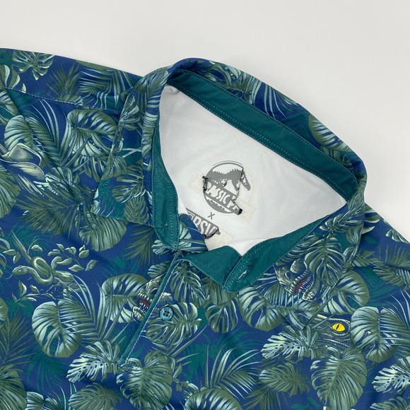 RSVLTS Jurassic Park Breakfast Balls Polo Mens Large Blue Clever Girl Dinosaur